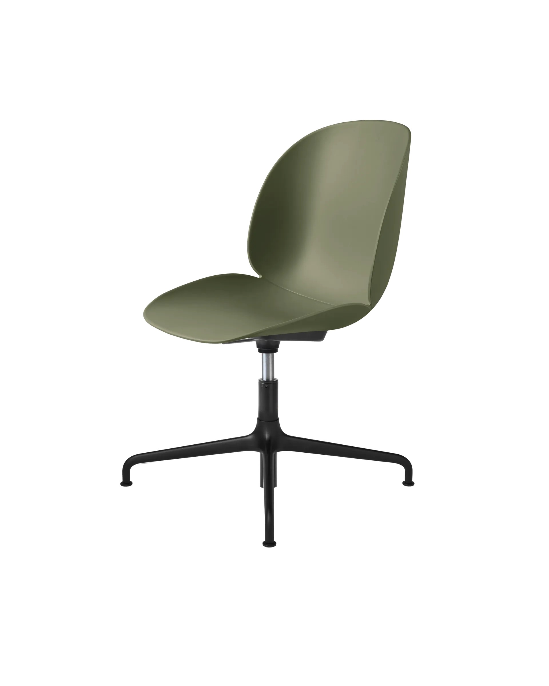 GUBI Beetle Meeting Chair, Un-Upholstered (Fern Green, Height adjustable 4-star base)