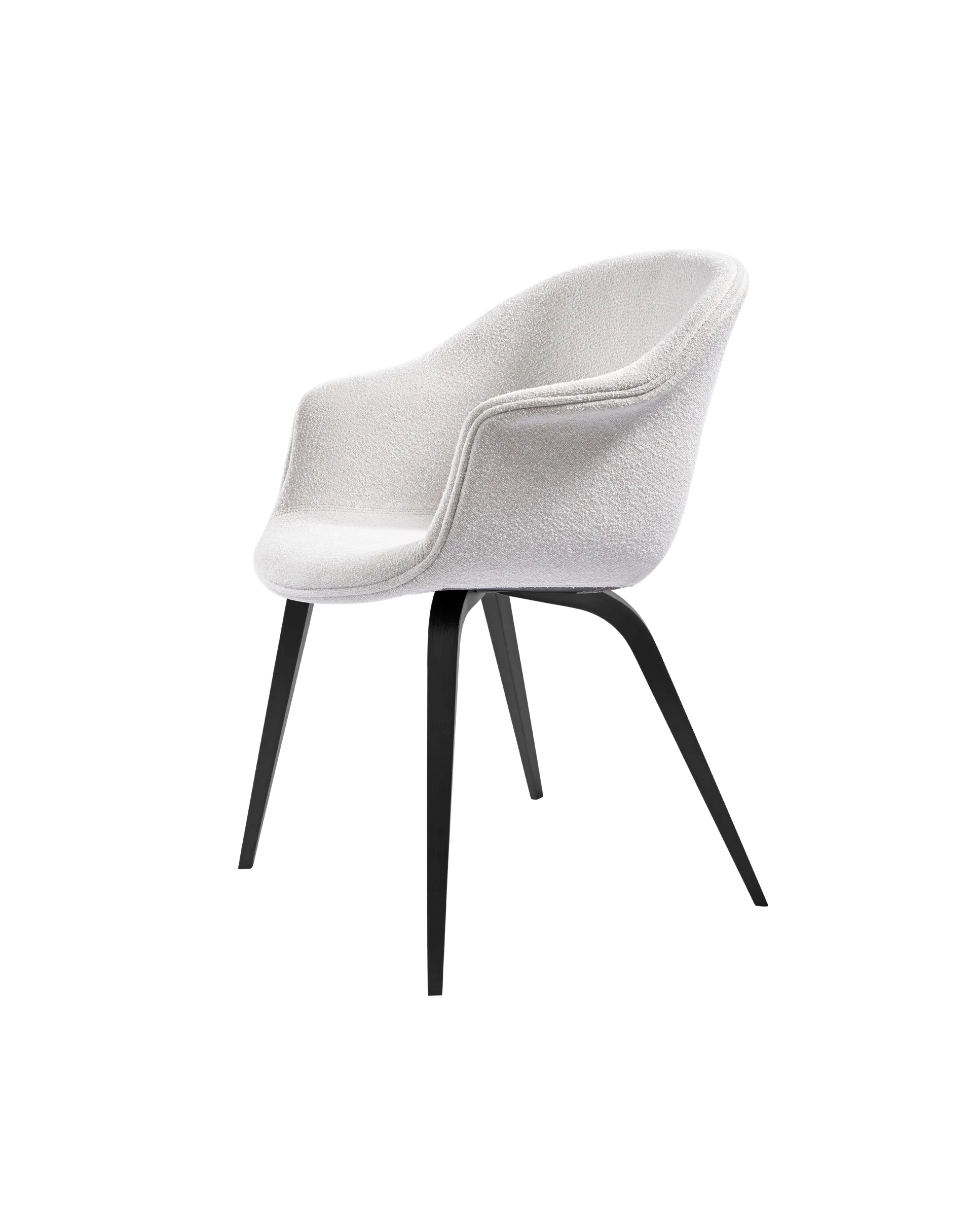 GUBI Bat Dining Chair, Fully Upholstered (Light Bouclé, GUBI (001, Standard), Wood base, Black Stained Beech)