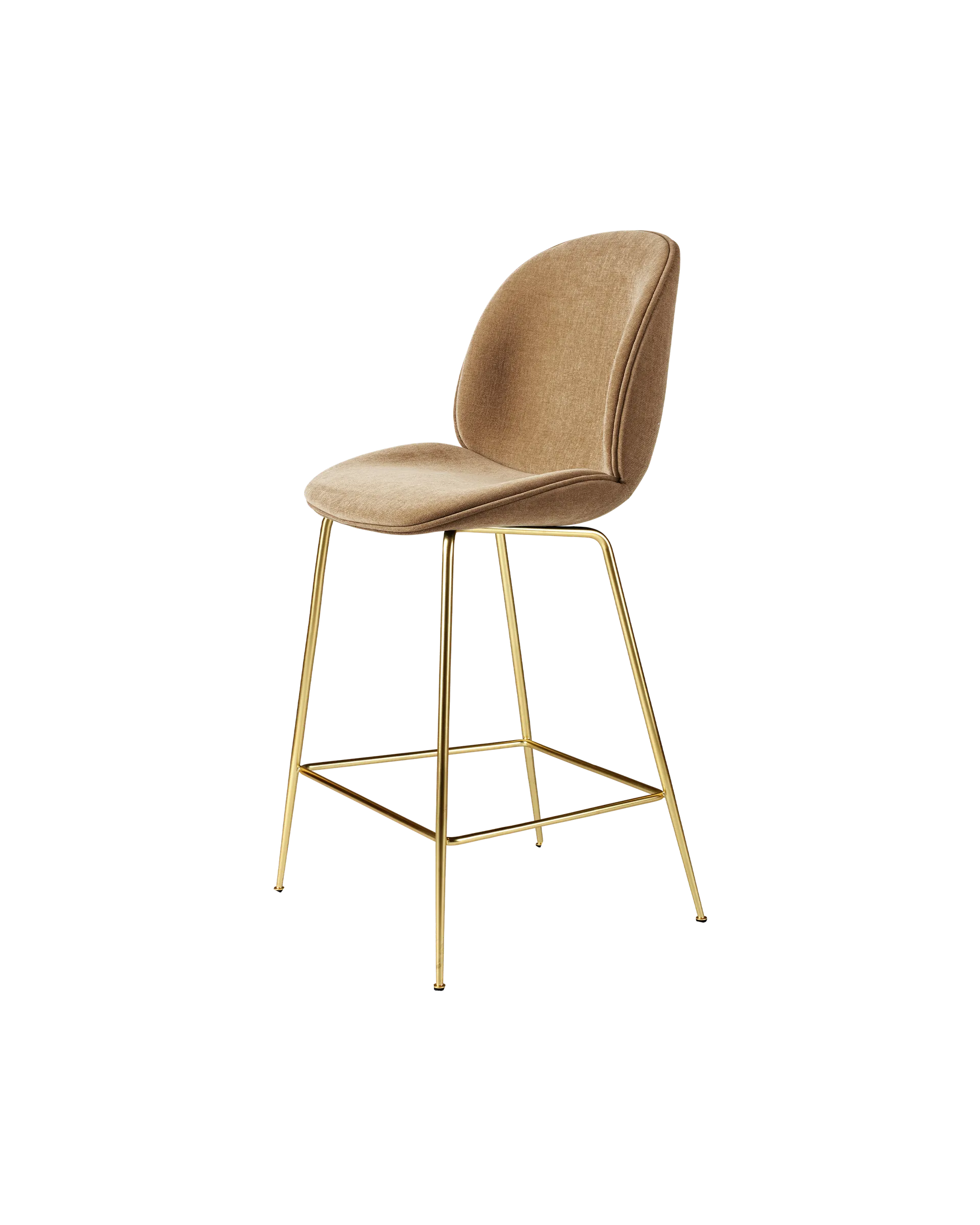 GUBI Beetle Counter Chair, Fully Upholstered (Conic base, Brass Semi Matt, Belsuede Special FR, Dedar (003, Standard))