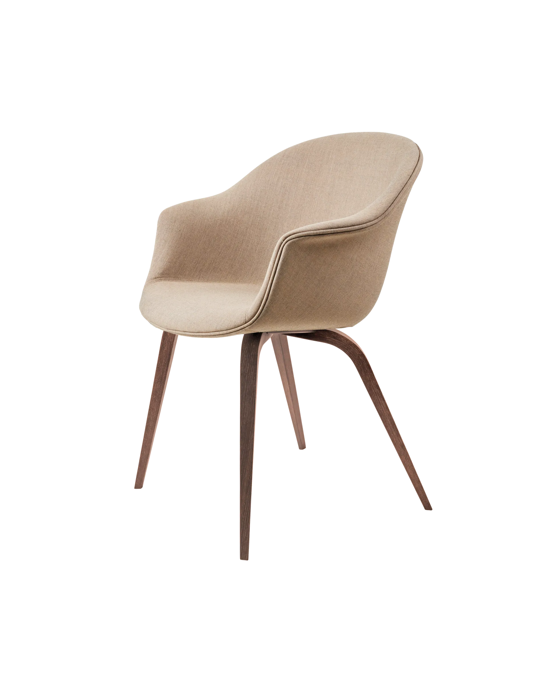 GUBI Bat Dining Chair, Fully Upholstered (Remix 3, Kvadrat (233, Standard), Wood base, American Walnut)