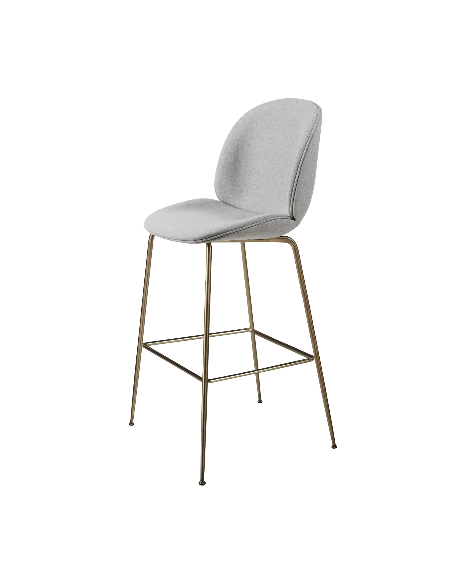 GUBI Beetle Bar Chair, Fully Upholstered (Remix 3, Kvadrat (123, Standard), Conic base, Antique Brass)