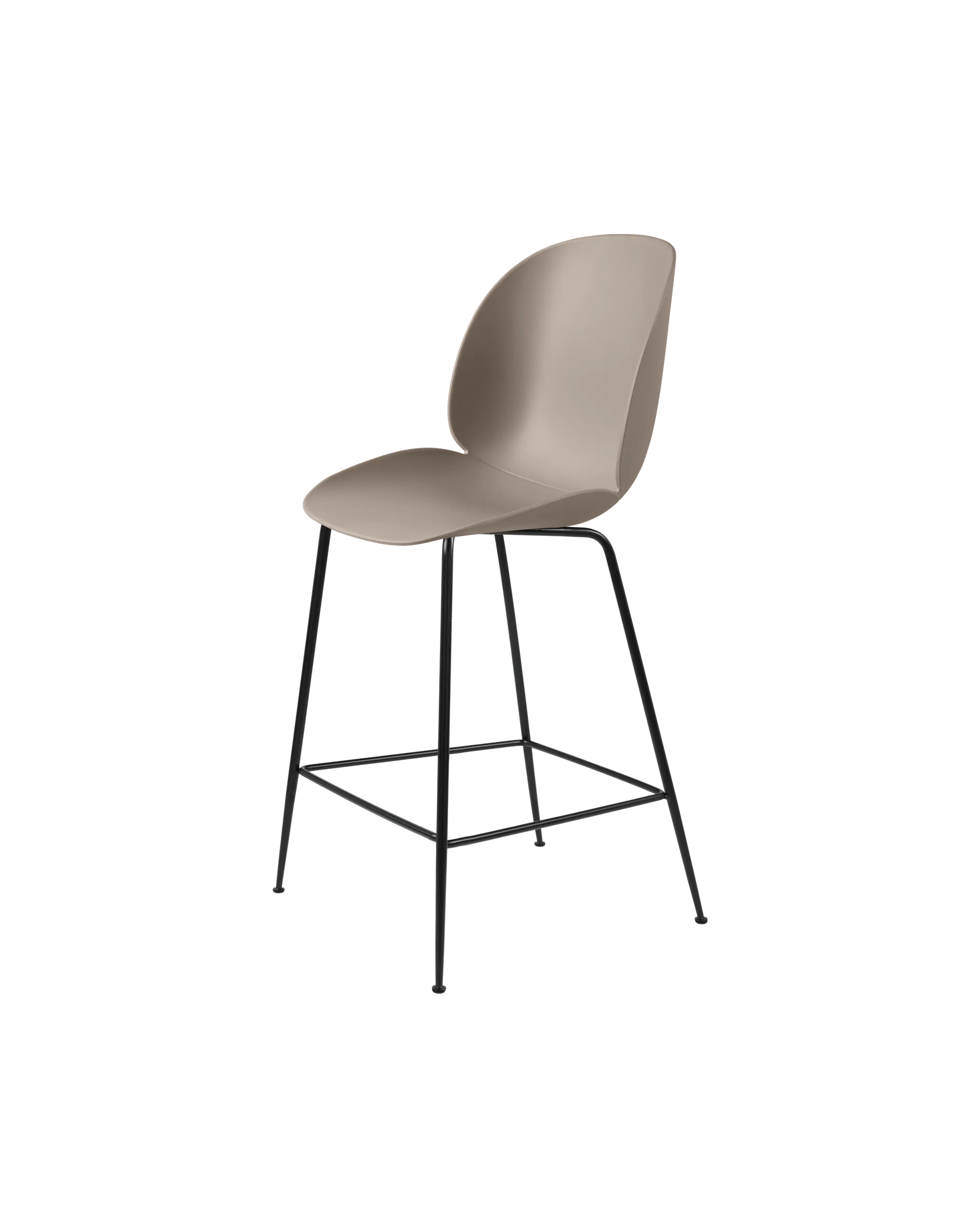 GUBI Beetle Counter Chair, Un-Upholstered (Conic base, New Beige, Black Matt)