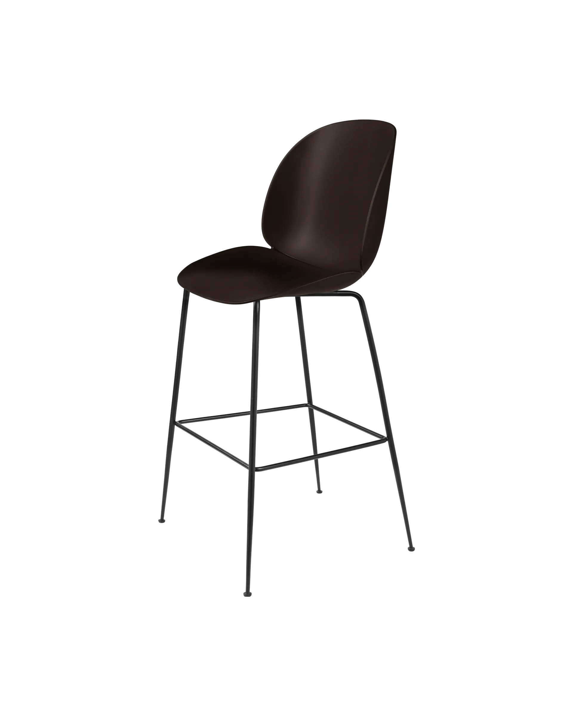 GUBI Beetle Bar Chair, Un-Upholstered (Conic base, Mocha Brown, Black Matt)