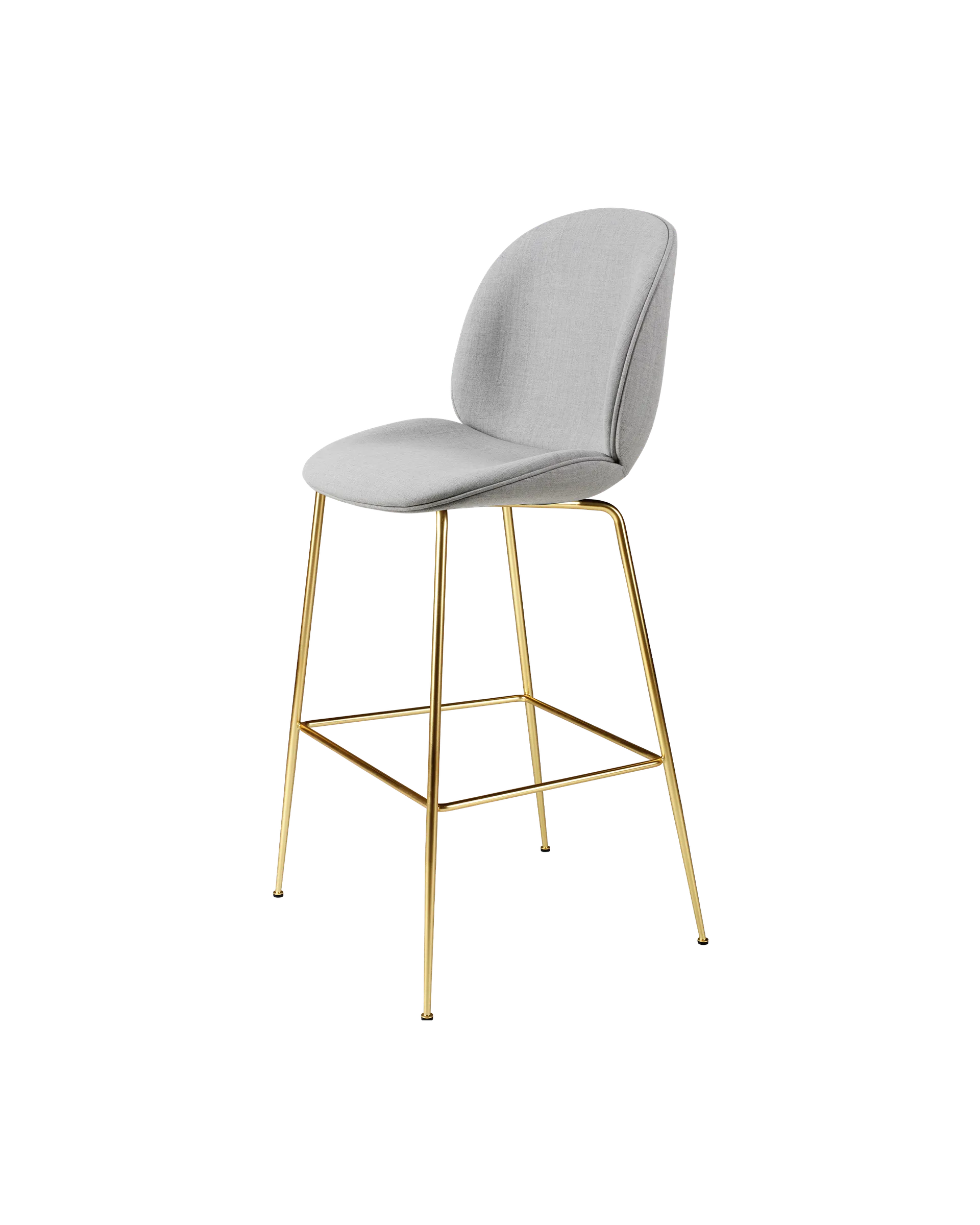 GUBI Beetle Bar Chair, Fully Upholstered (Remix 3, Kvadrat (123, Standard), Conic base, Brass Semi Matt)
