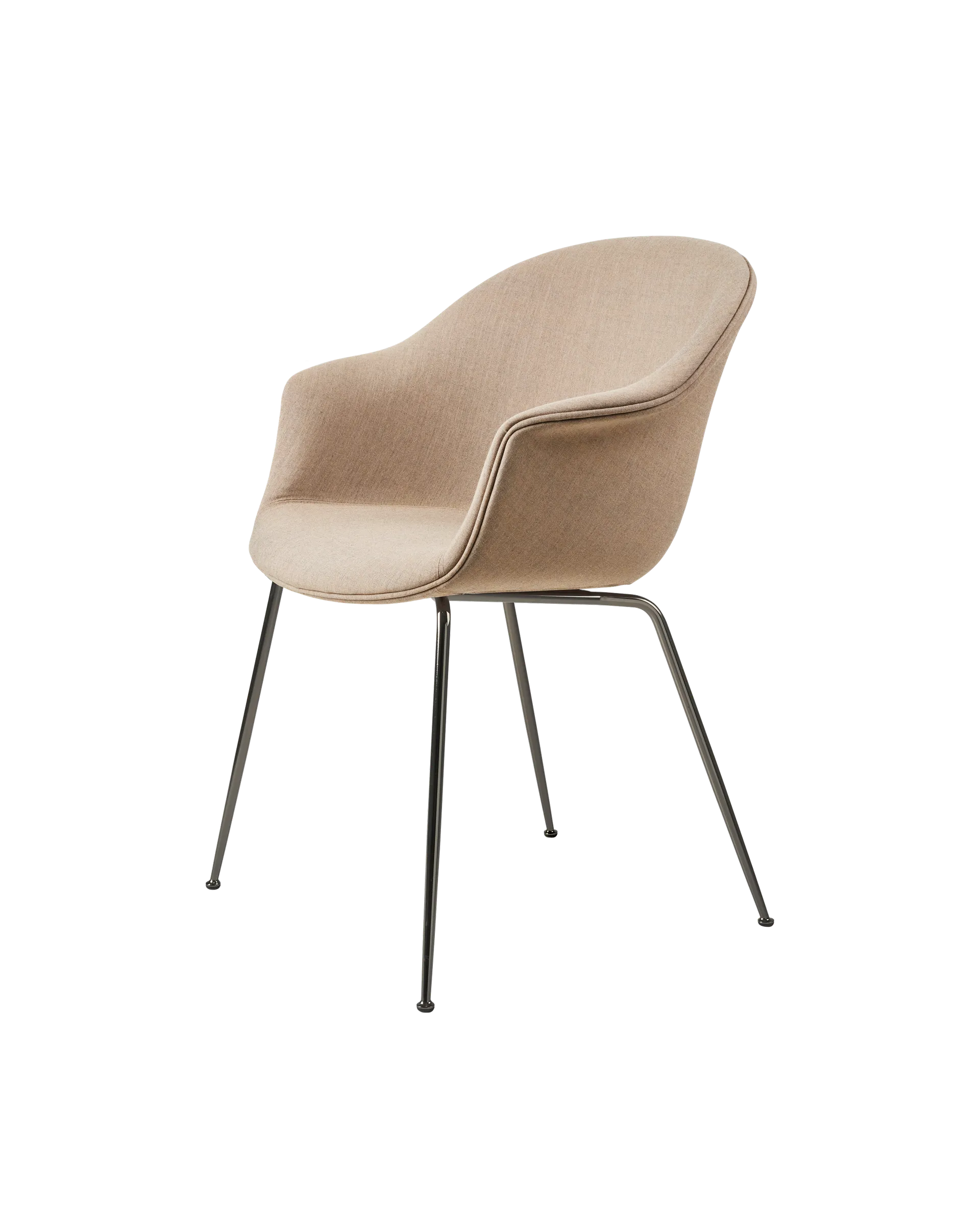 GUBI Bat Dining Chair, Fully Upholstered (Remix 3, Kvadrat (233, Standard), Conic base, Black Chrome)