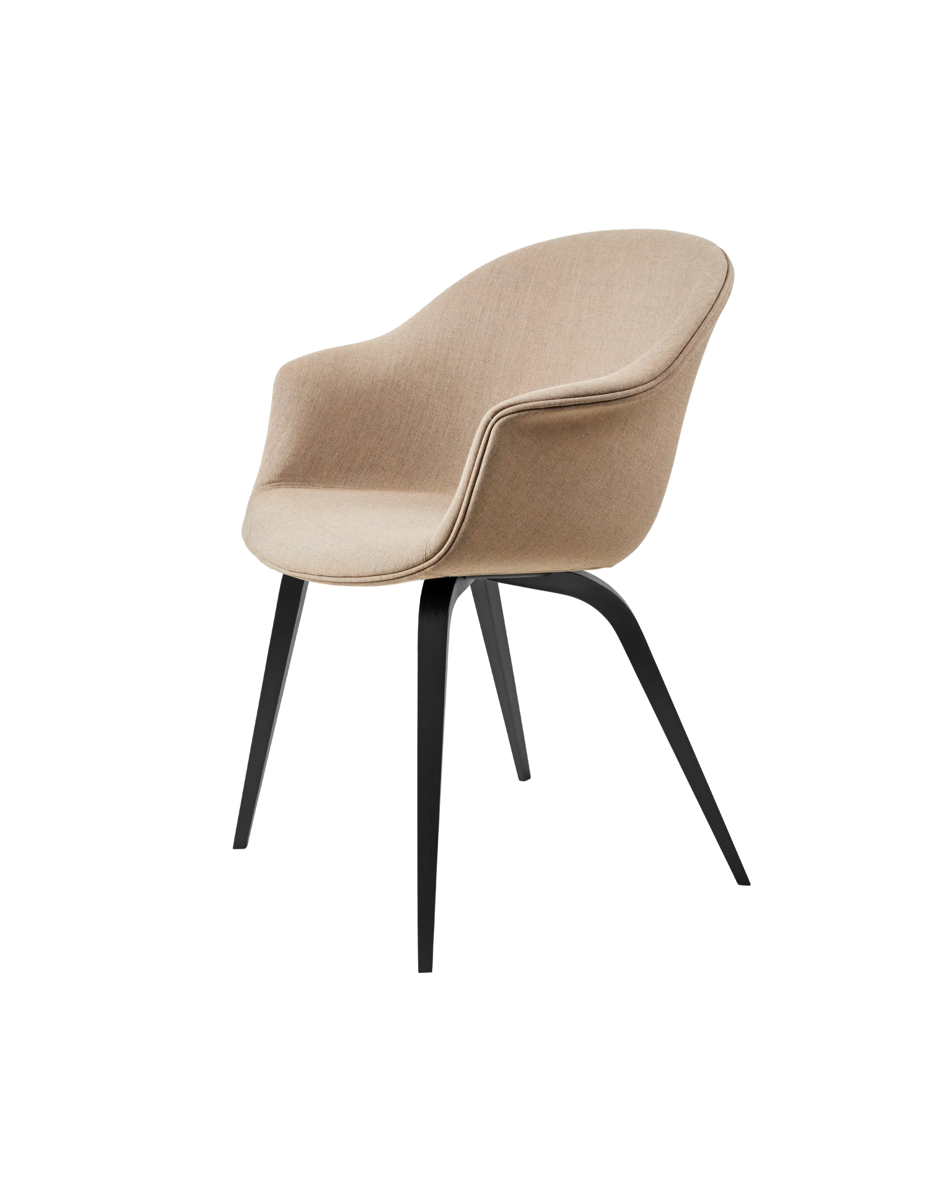 GUBI Bat Dining Chair, Fully Upholstered (Remix 3, Kvadrat (233, Standard), Wood base, Black Stained Beech)