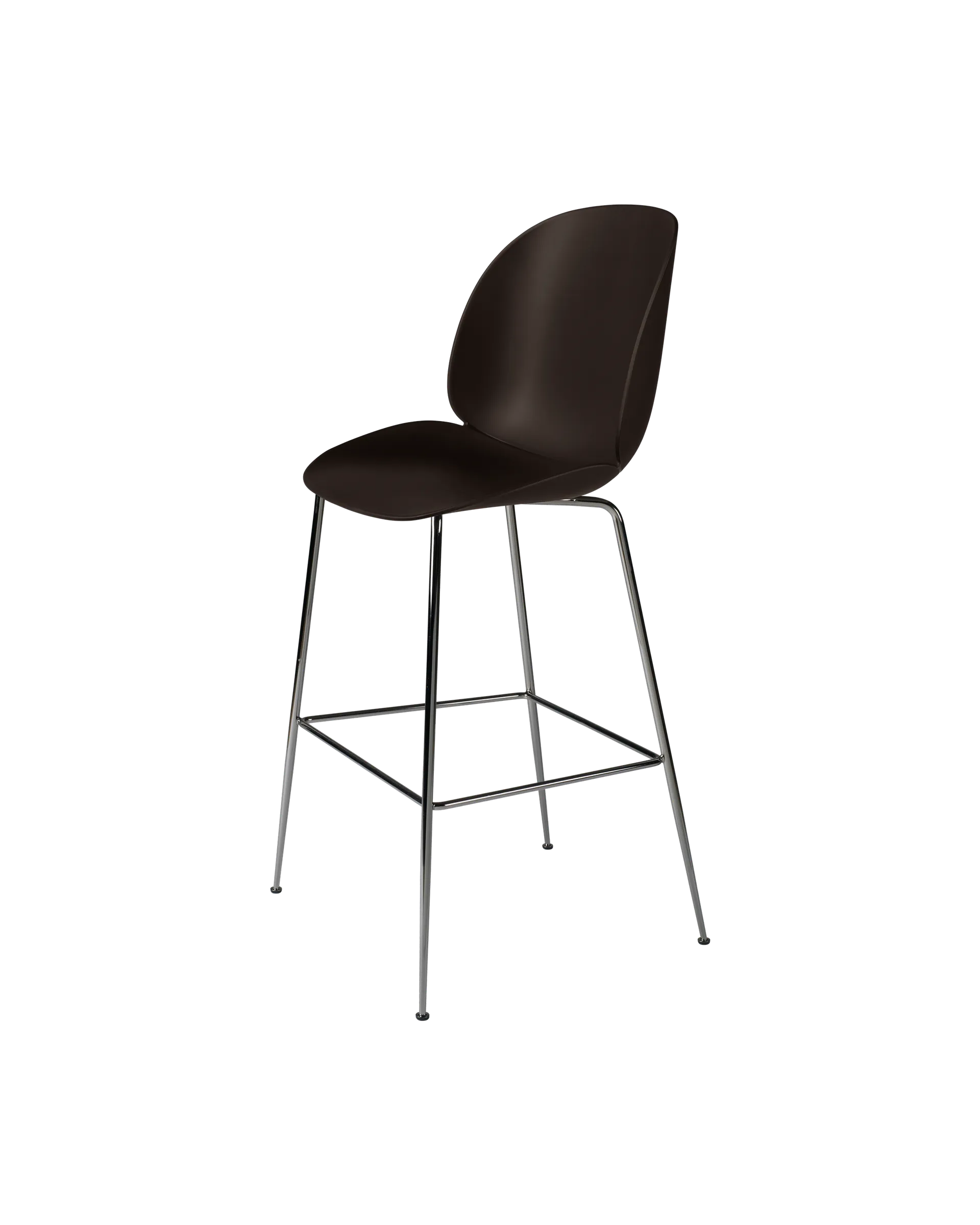 GUBI Beetle Bar Chair, Un-Upholstered (Conic base, Mocha Brown, Black Chrome)