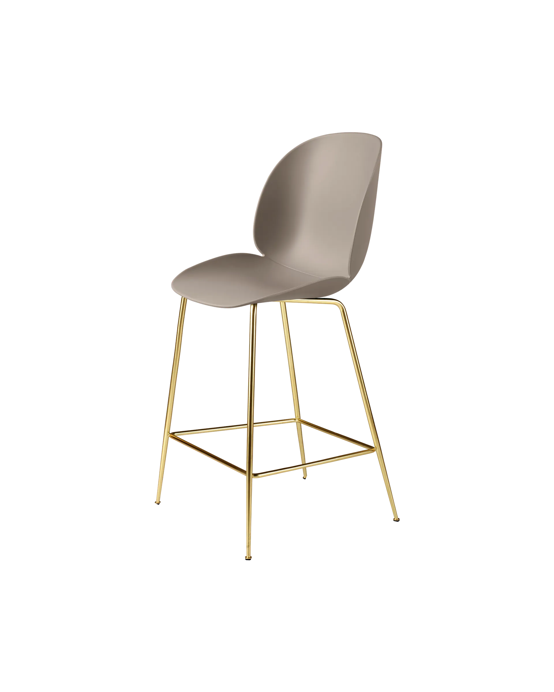 GUBI Beetle Counter Chair, Un-Upholstered (Conic base, New Beige, Brass Semi Matt)