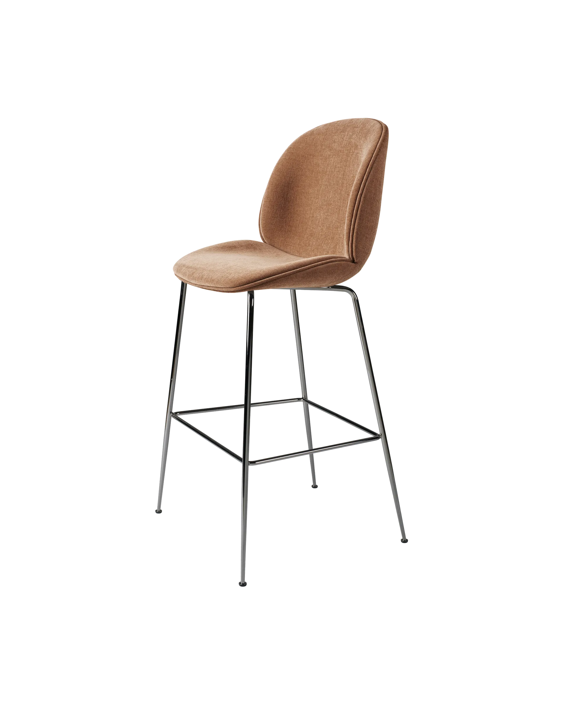 GUBI Beetle Bar Chair, Fully Upholstered (Belsuede Special FR, Dedar (132, Standard), Black Chrome, Conic base)