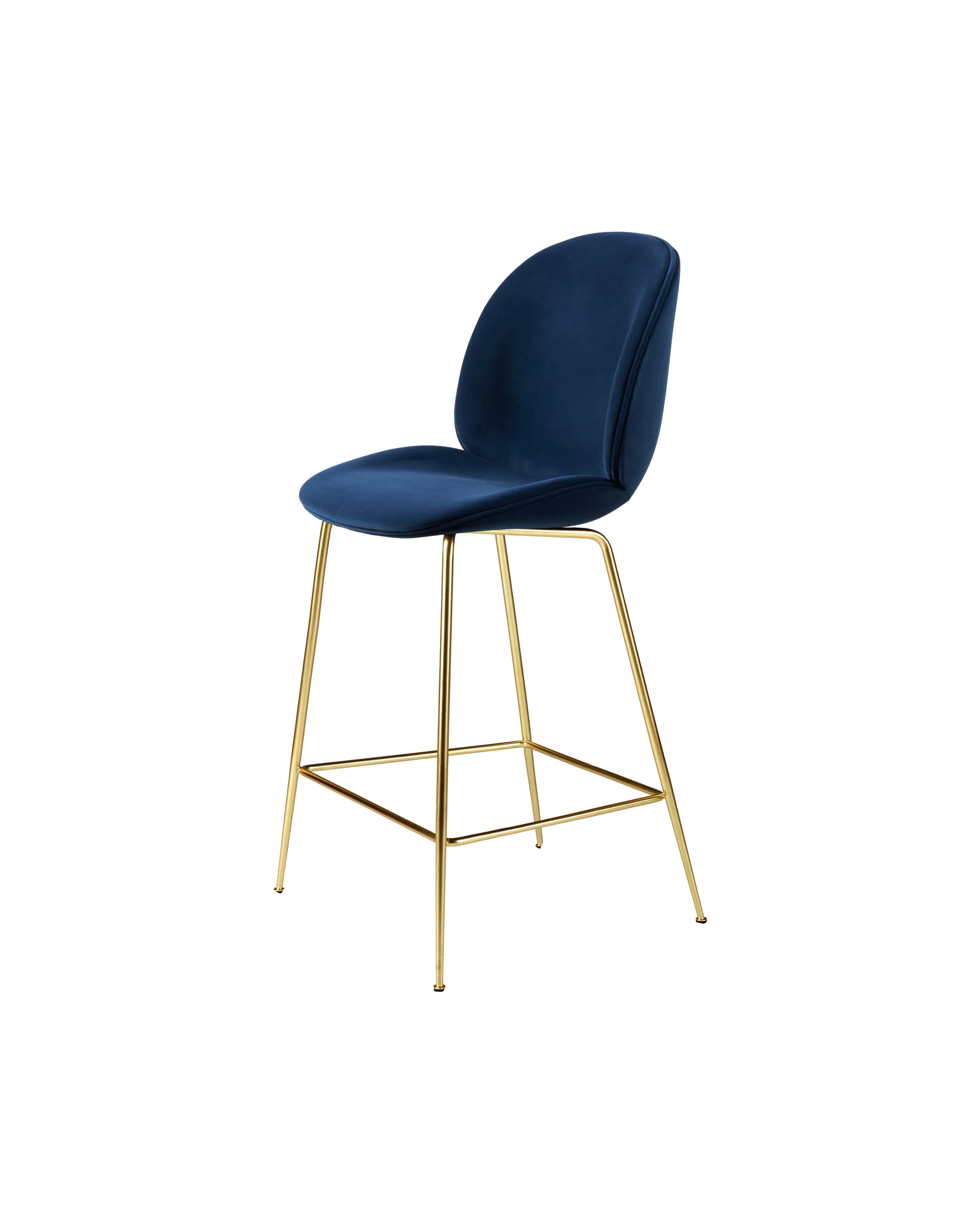 GUBI Beetle Counter Chair, Fully Upholstered (Sunday, Dedar (003, Standard), Conic base, Brass Semi Matt)