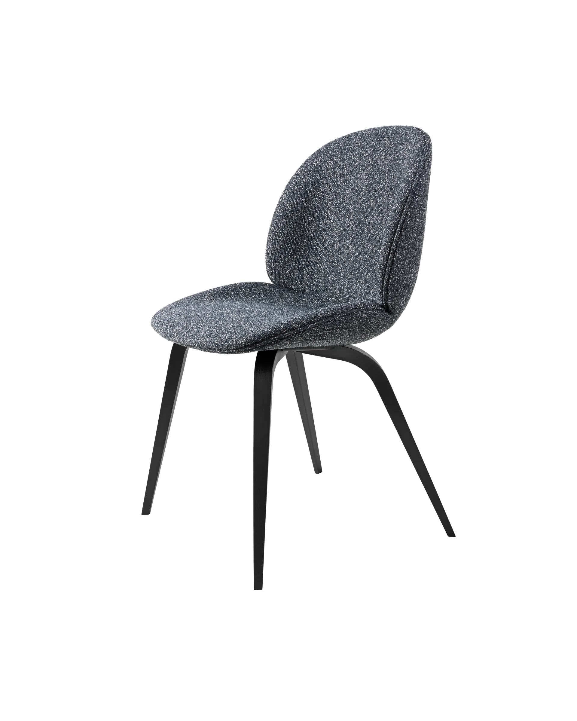 GUBI Beetle Dining Chair, Fully Upholstered (Around Bouclé, Dedar (023, Standard), Wood base, Black Stained Beech)
