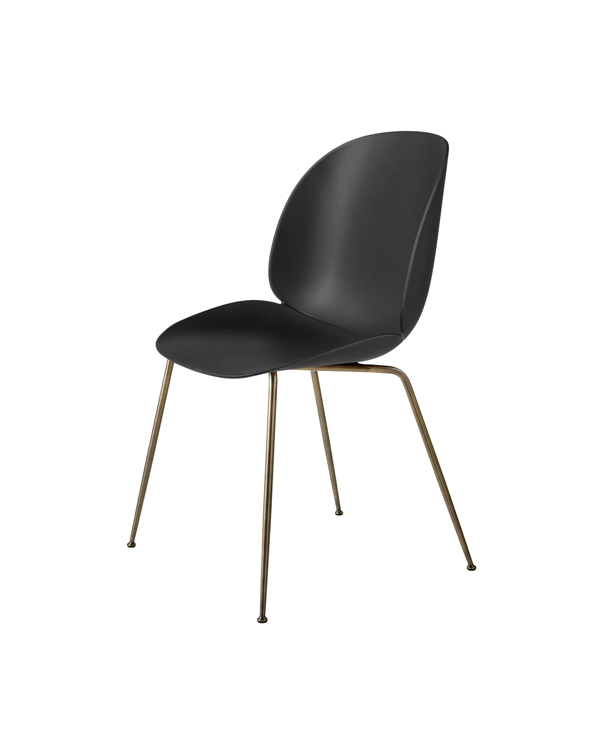 GUBI Beetle Dining Chair, Un-Upholstered (Conic base, Black, Antique Brass)