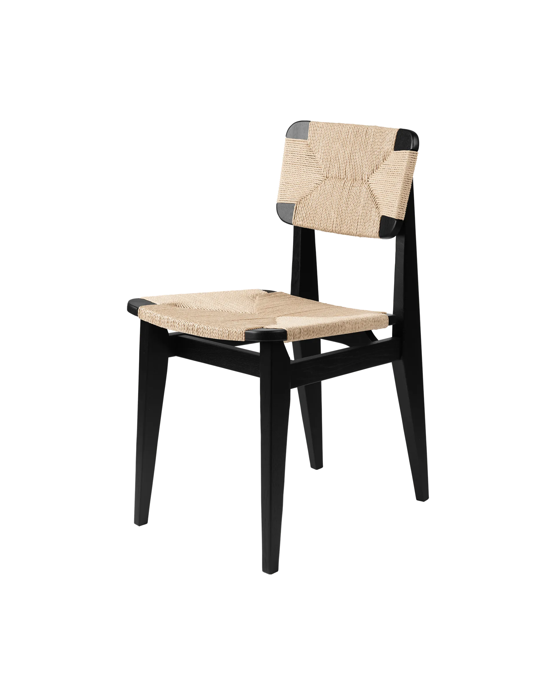 GUBI C-Chair Dining Chair (Black Stained Oak Matt Lacquered, Paper Cord)