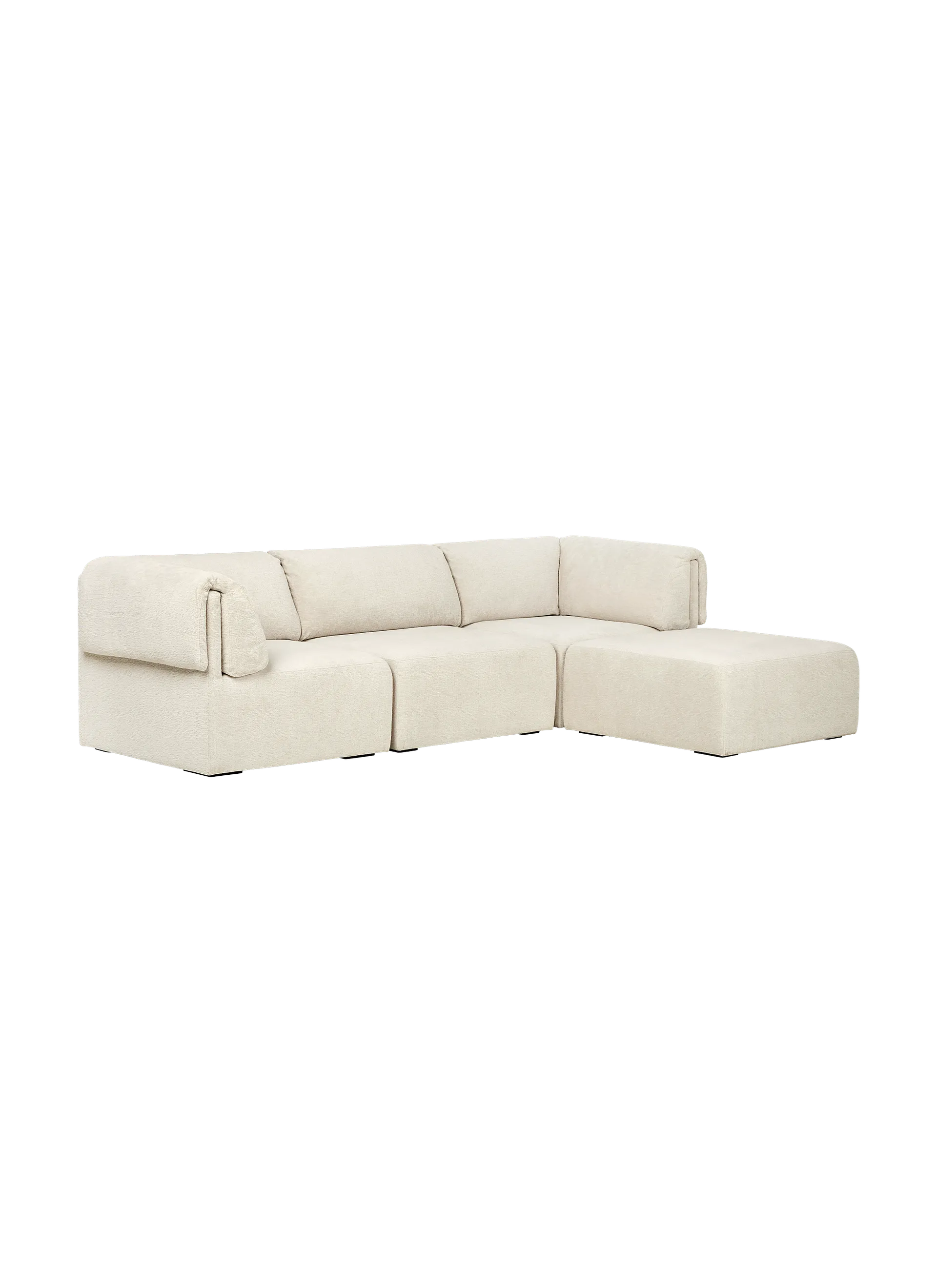 GUBI Wonder sofa (3 seater with chaiselounge, Mumble, Glamour Group (02, Standard), Armrest)