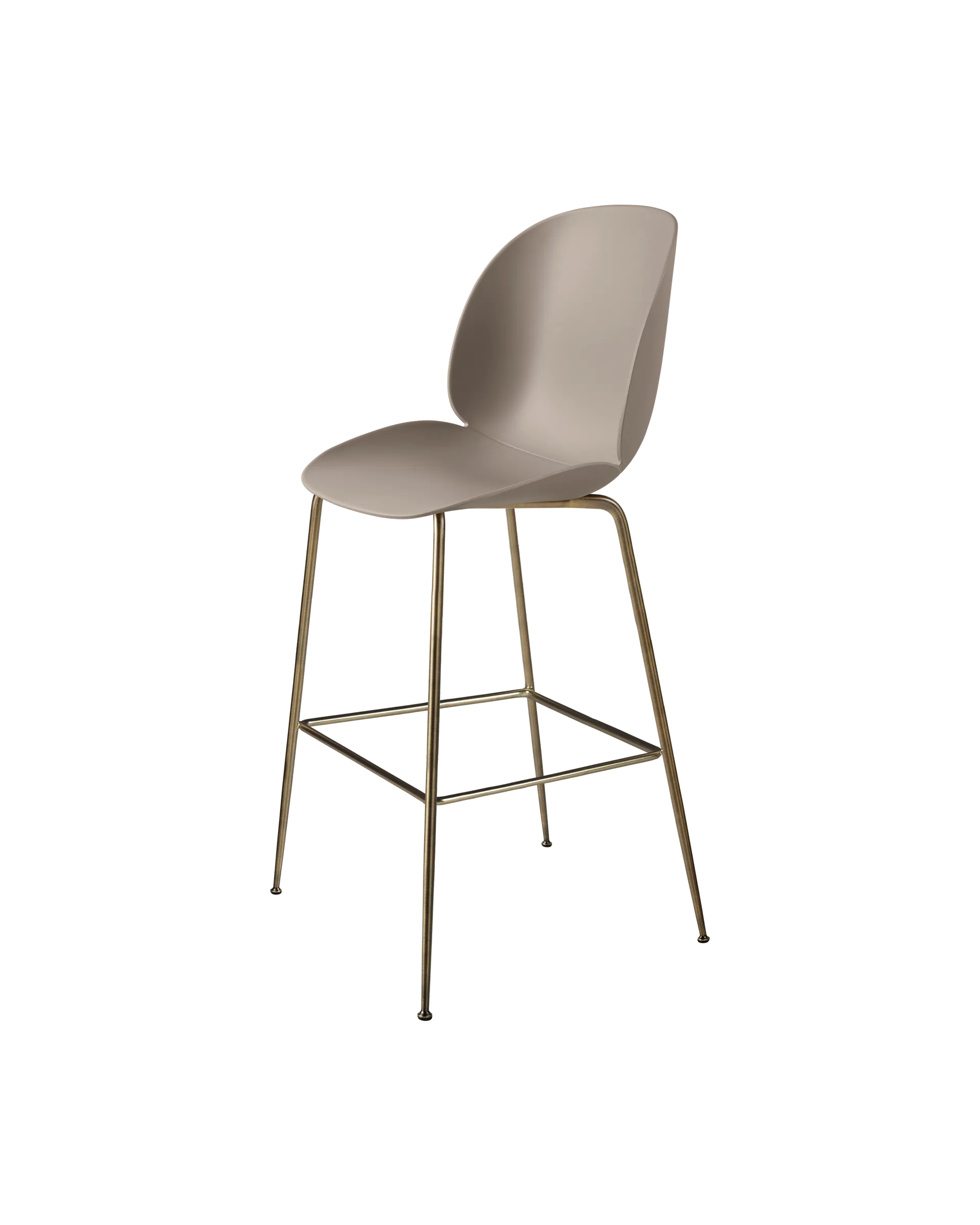 GUBI Beetle Bar Chair, Un-Upholstered (Conic base, New Beige, Antique Brass)