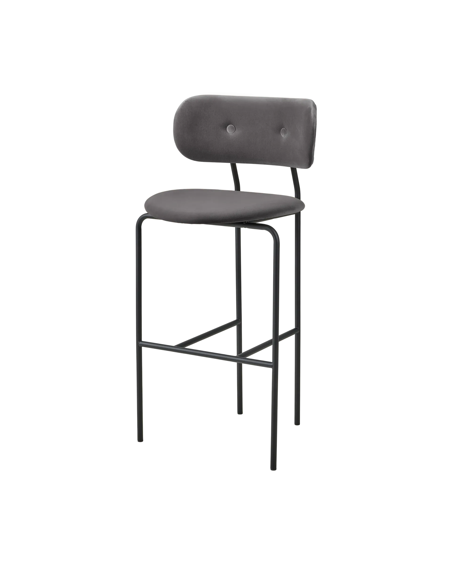 GUBI Coco Bar Chair, Fully Upholstered (Sunday, Dedar (025, Standard), Black, Black Semi Matt)