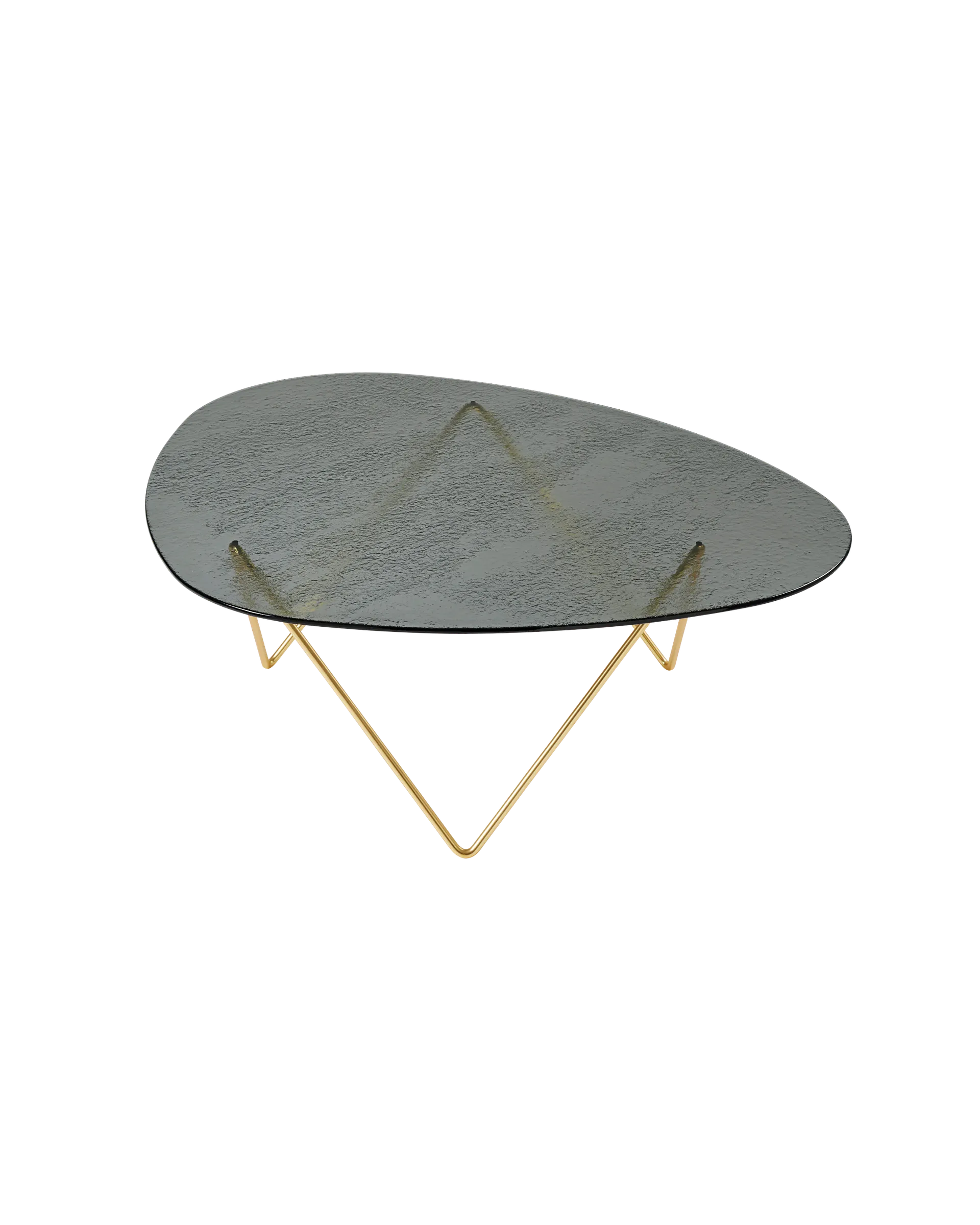GUBI Pedrera Coffee Table (Brass Semi Matt, Smoke Structured Glass)