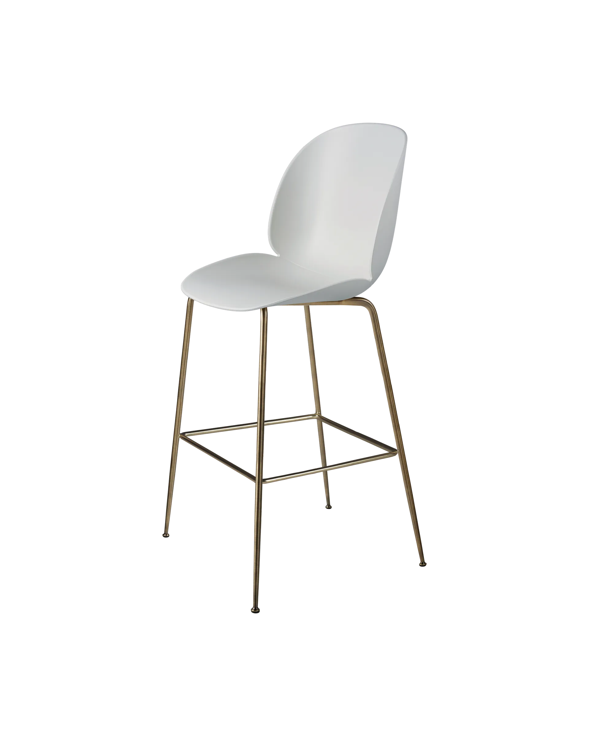 GUBI Beetle Bar Chair, Un-Upholstered (Conic base, Lunar Gray, Antique Brass)