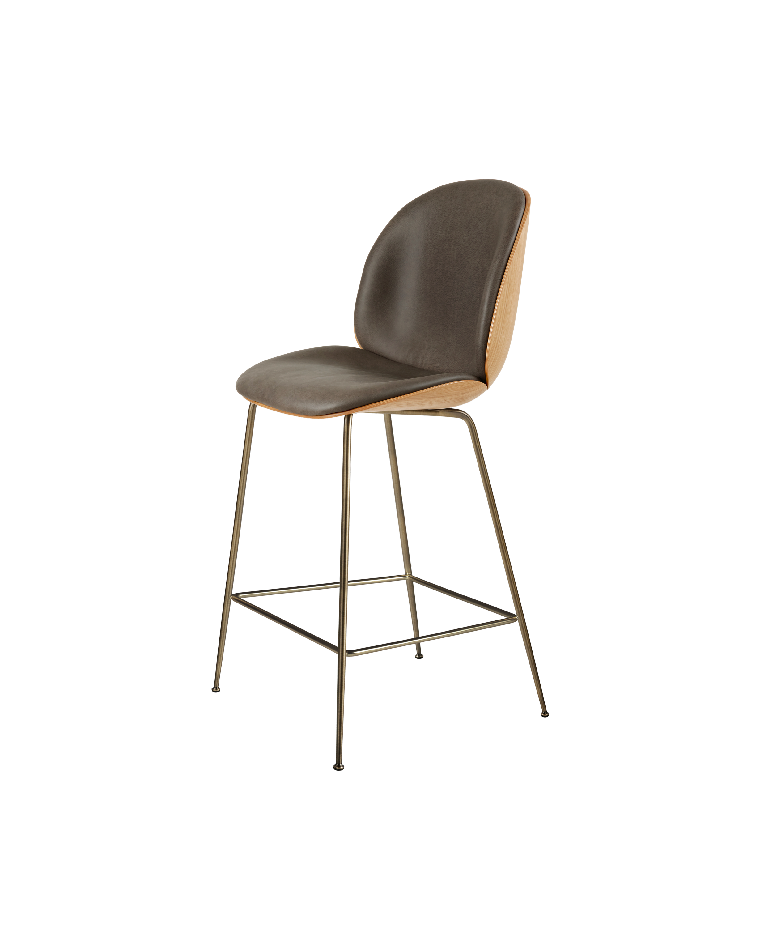GUBI Beetle Counter Chair, 3D Veneer & Front Upholstered