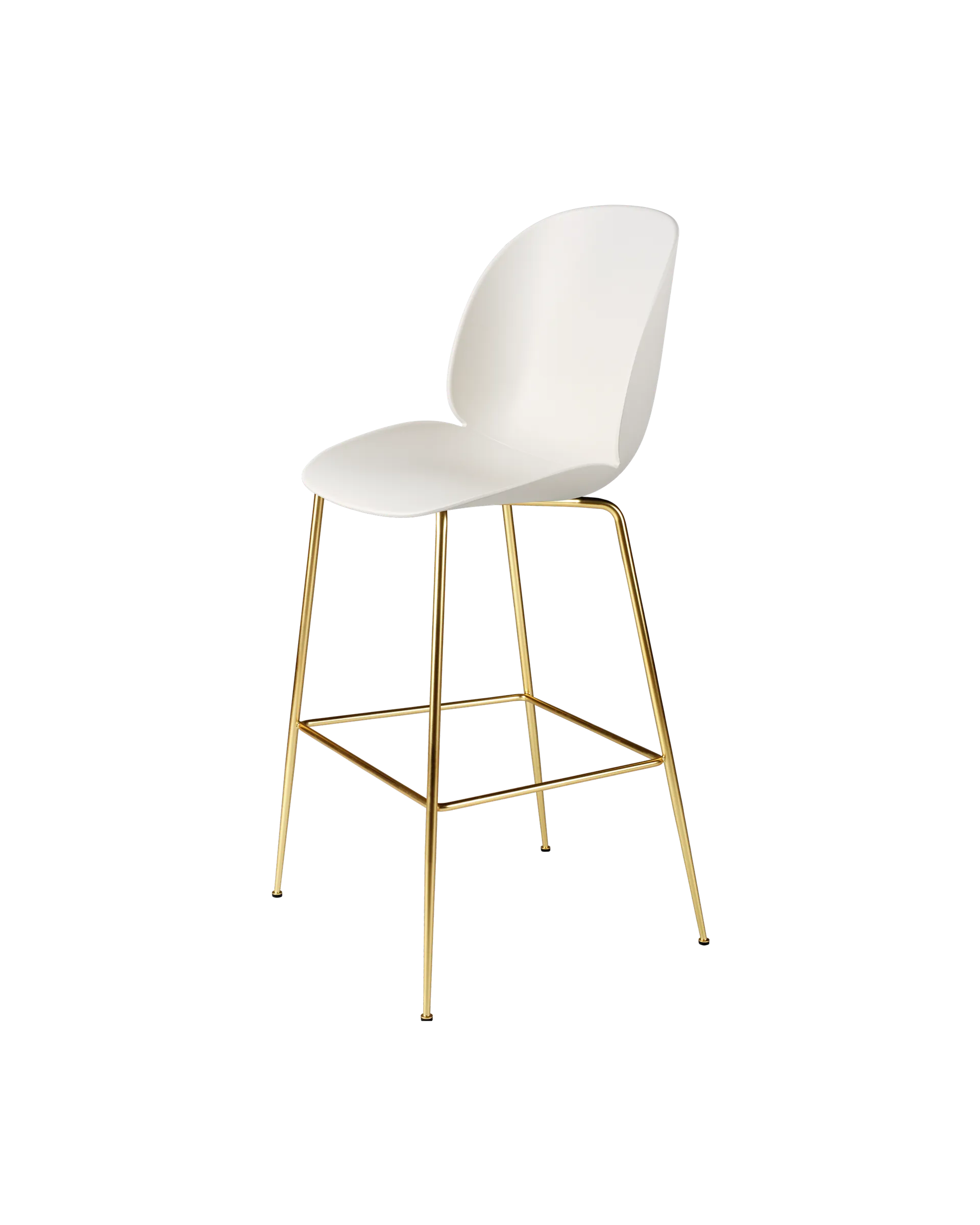 GUBI Beetle Bar Chair, Un-Upholstered (Conic base, Alabaster White, Brass Semi Matt)