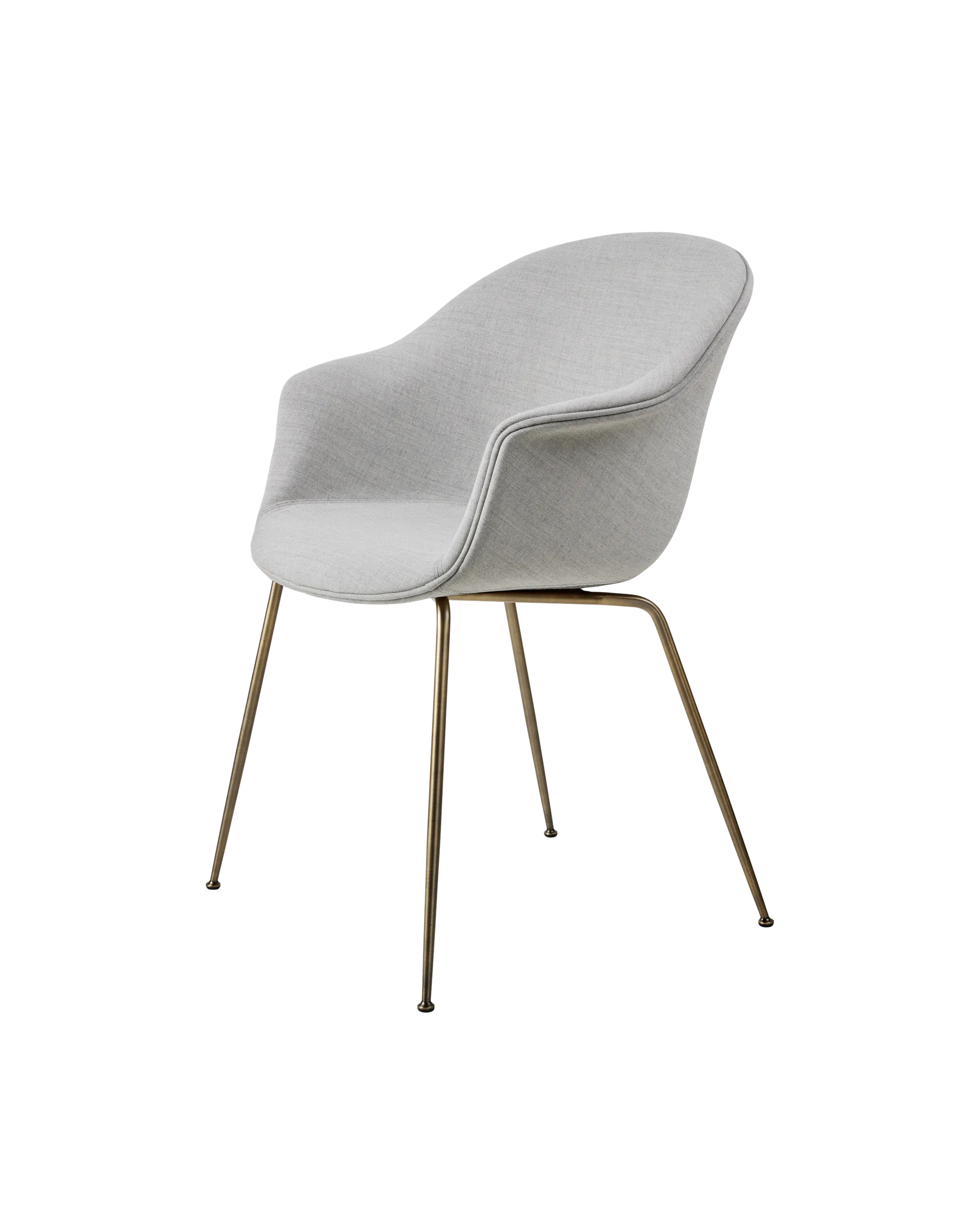 GUBI Bat Dining Chair, Fully Upholstered (Remix 3, Kvadrat (123, Standard), Conic base, Antique Brass)
