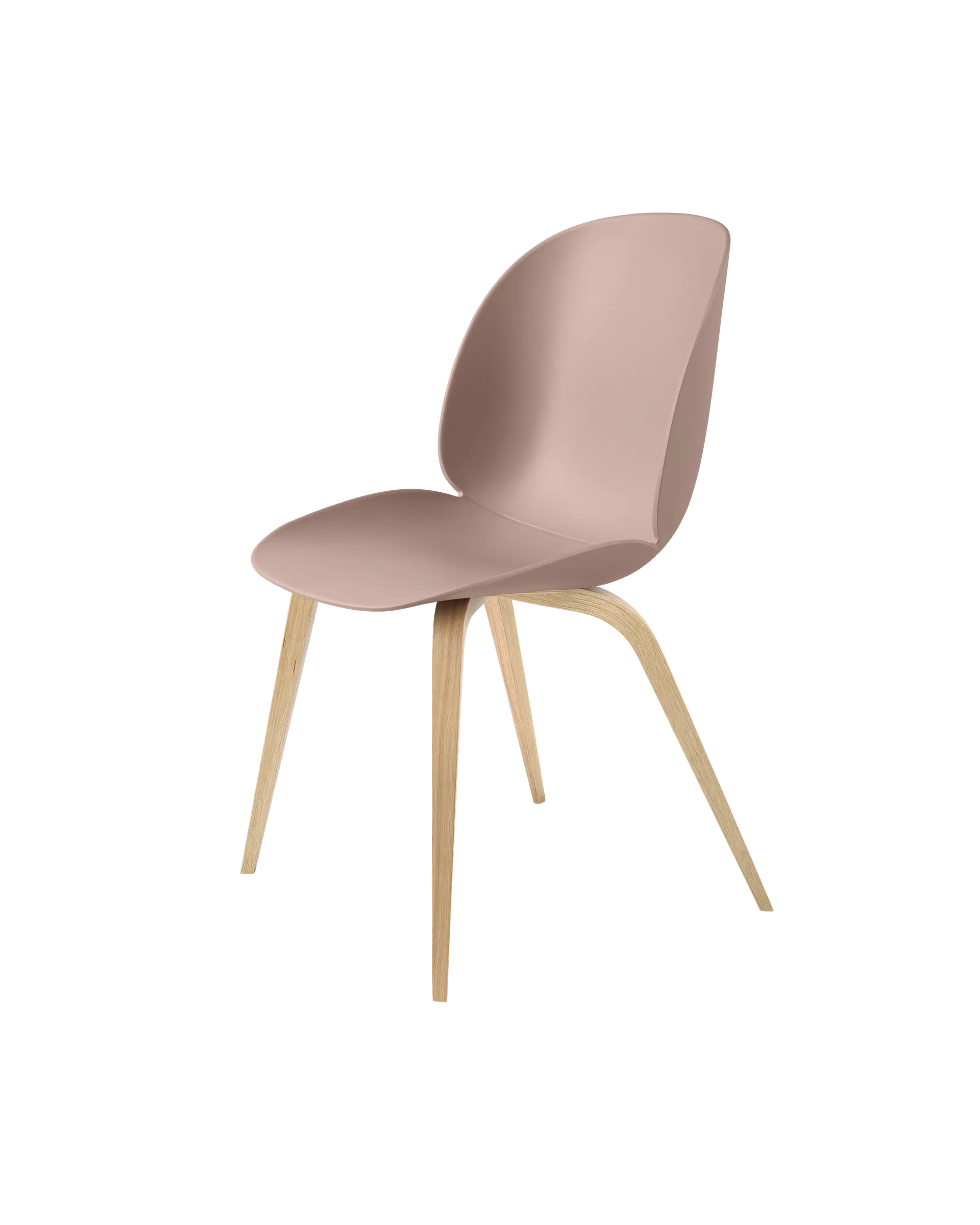 GUBI Beetle Dining Chair, Un-Upholstered (Wood base, Sweet Pink, Oak Semi Matt Lacquered)