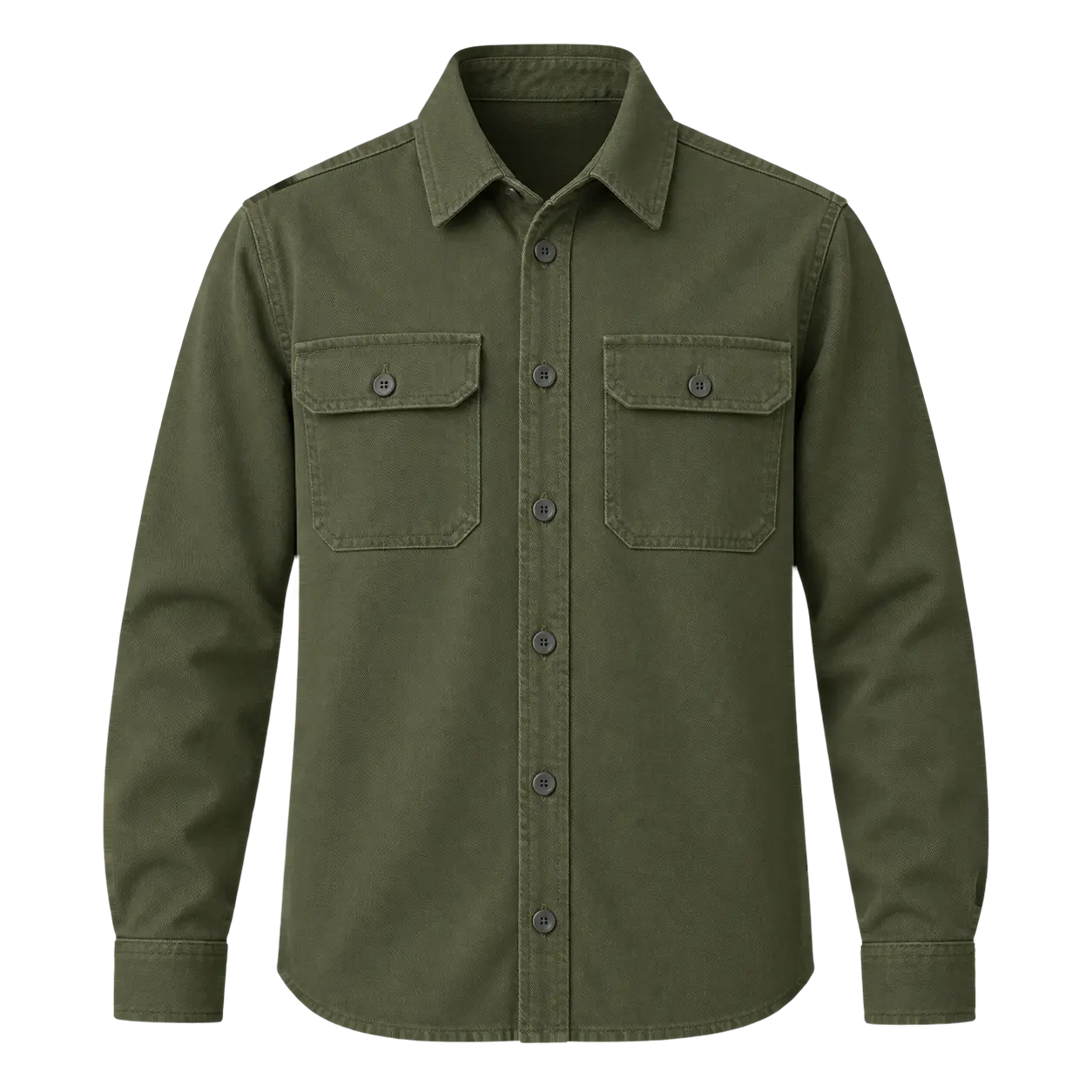 Utility Cotton Overshirt — Moss