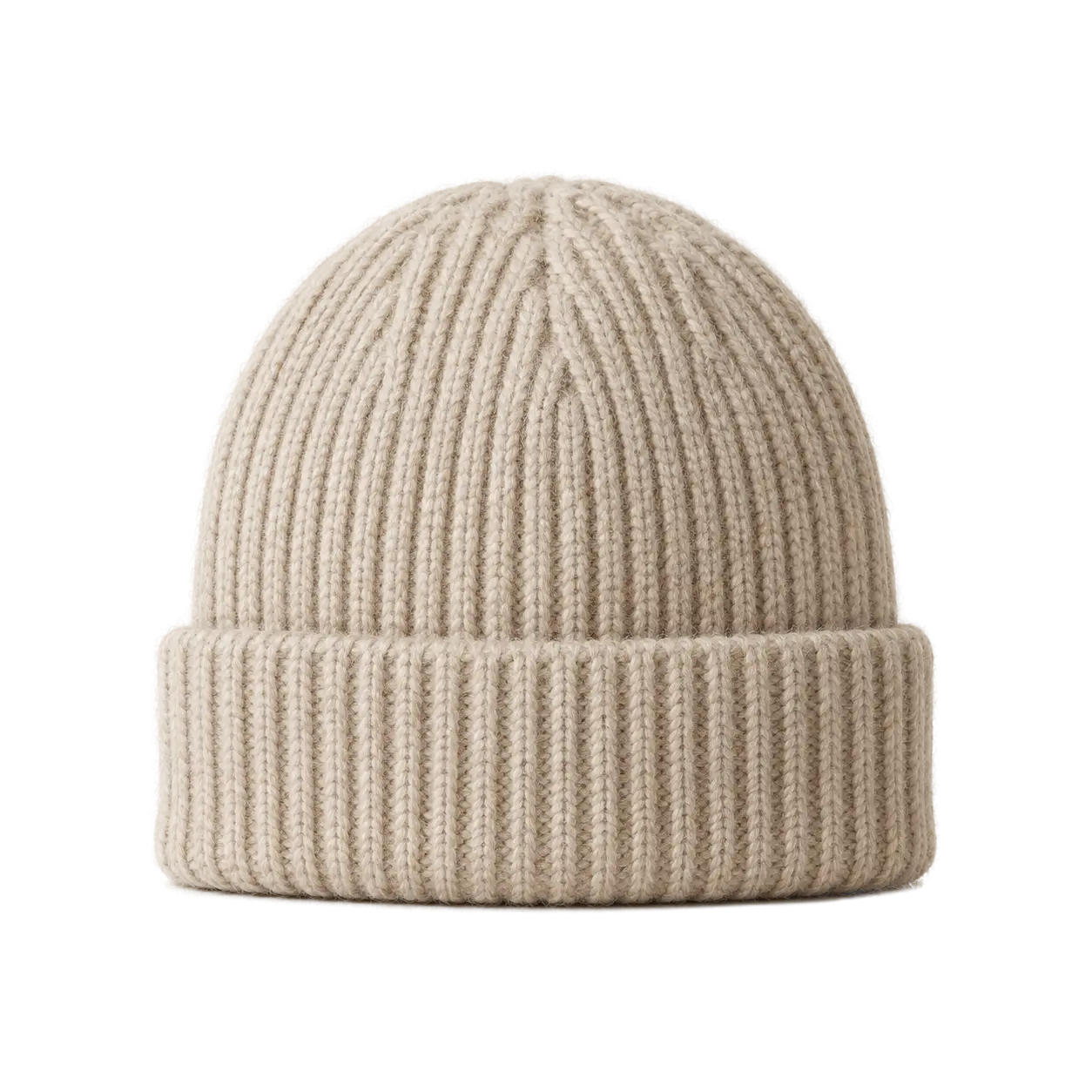 Rib Wool Beanie — Beige