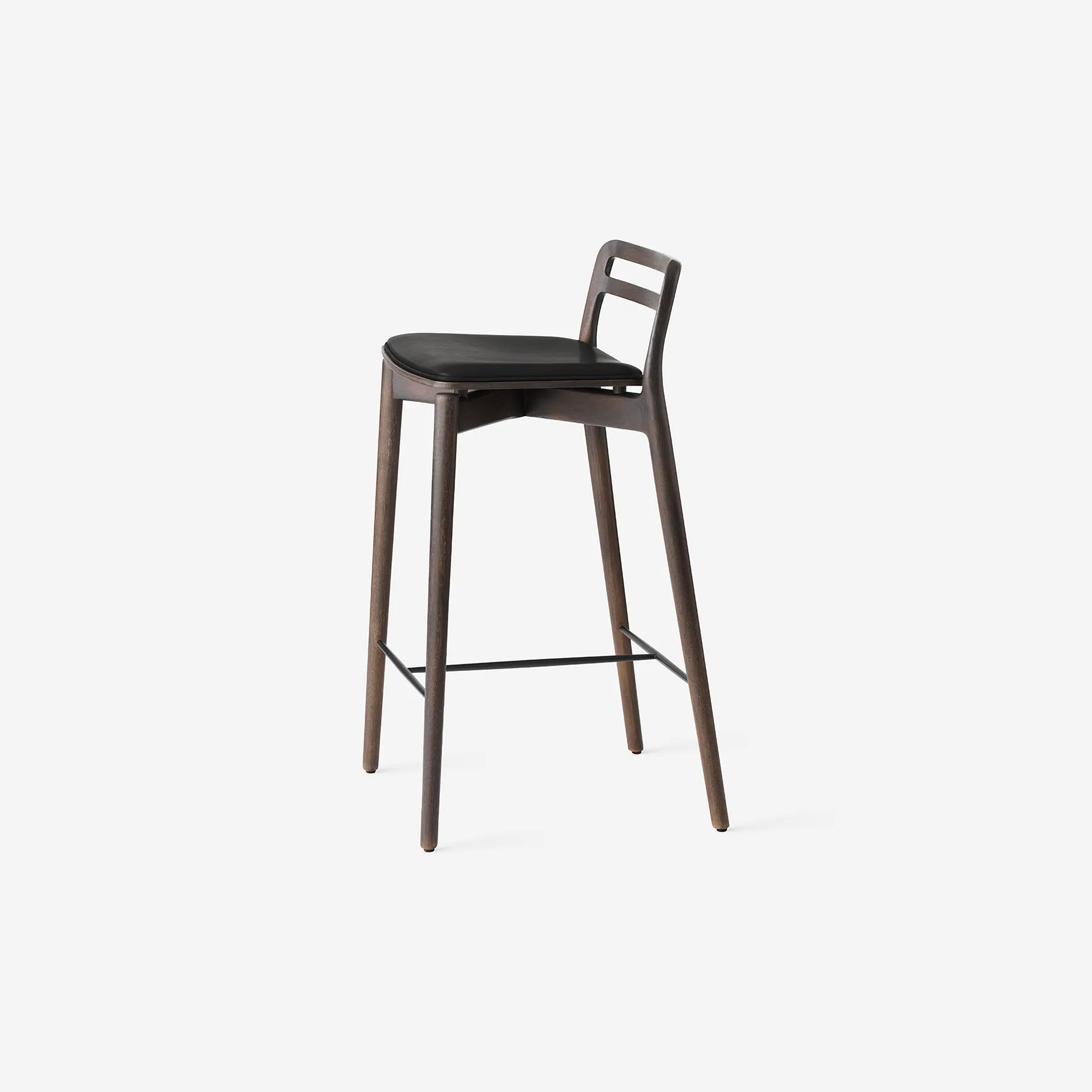 Vipp Cabin Counter Stool, Dark oak w/black leather