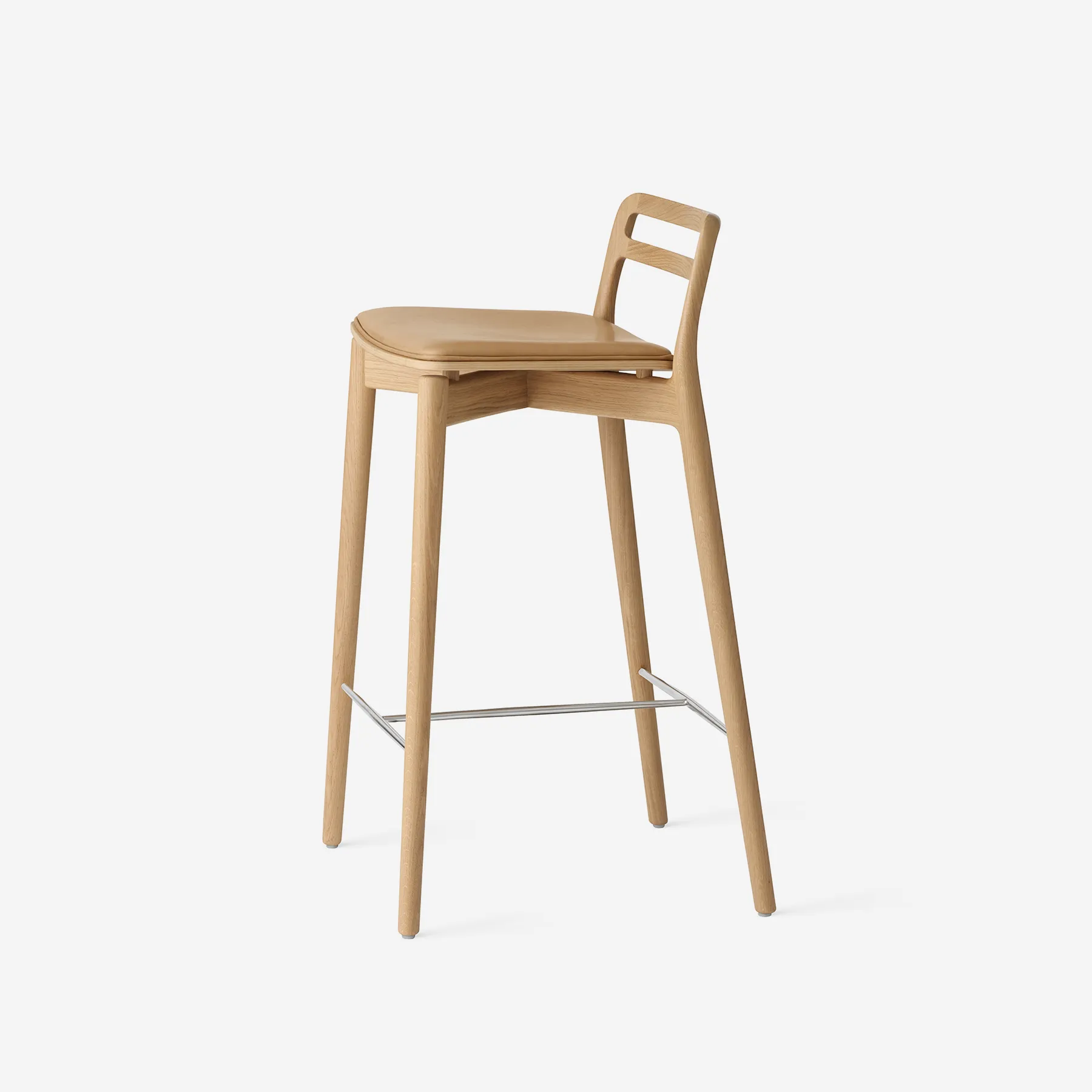 Vipp Cabin Counter Stool, Light oak w/camel leather